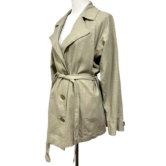 Maralyce Ferree Jacket Shacket Linen Cotton Beige Trench Belted Lagenlook XL - Picture 4 of 10